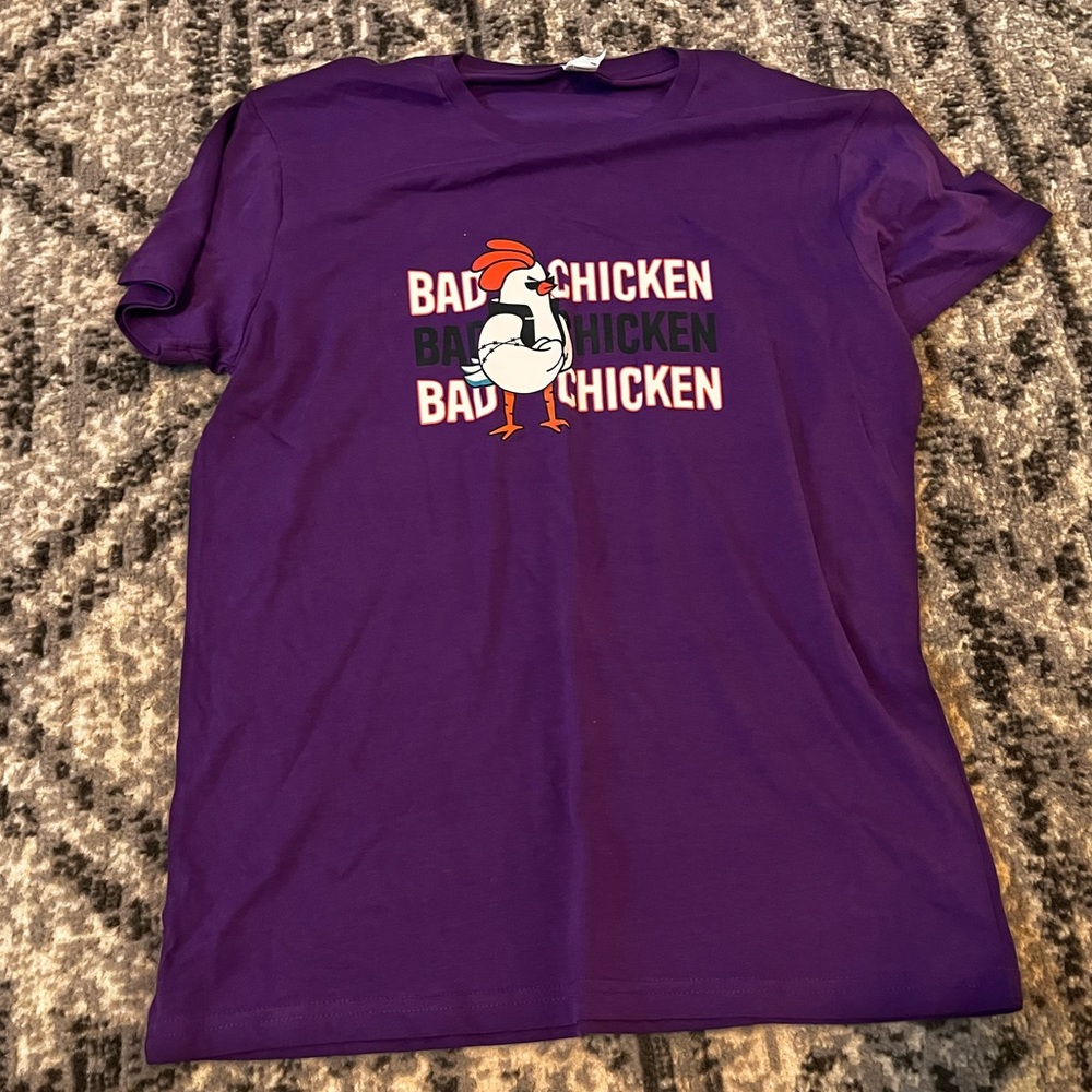 Purple youth X large “bad chicken” shirt